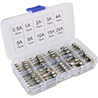 Gebildet 150 Piezas 5x20mm Fusible de Tubo de Vidrio de rápido Soplo- fusibles de Tubo de Vidrio de Coche de soplado…